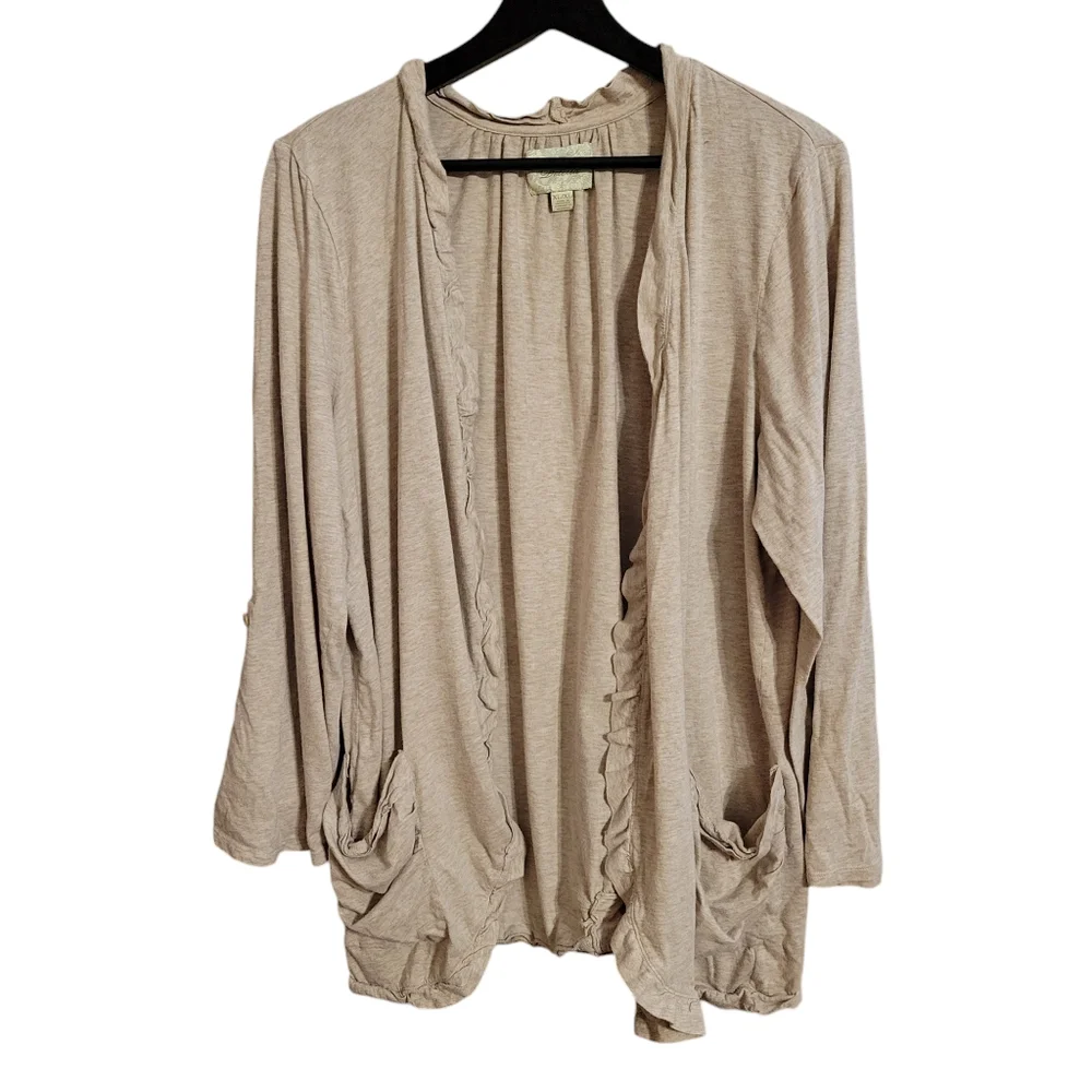 Deletta Anthropologie Ruffle Trim Open Cardigan